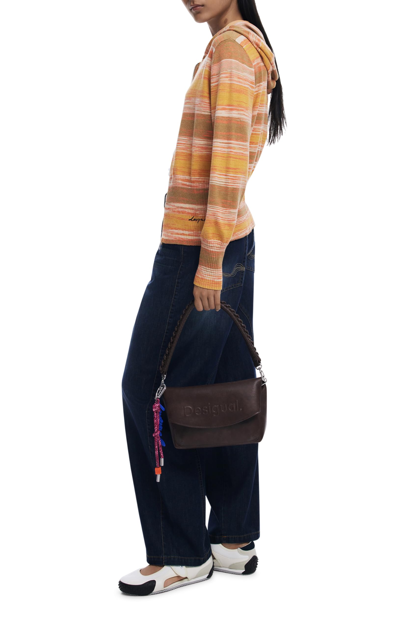 Desigual borsa a tracolla Half Logo Trokel Shoulder Bag Chocolate marrone scuro