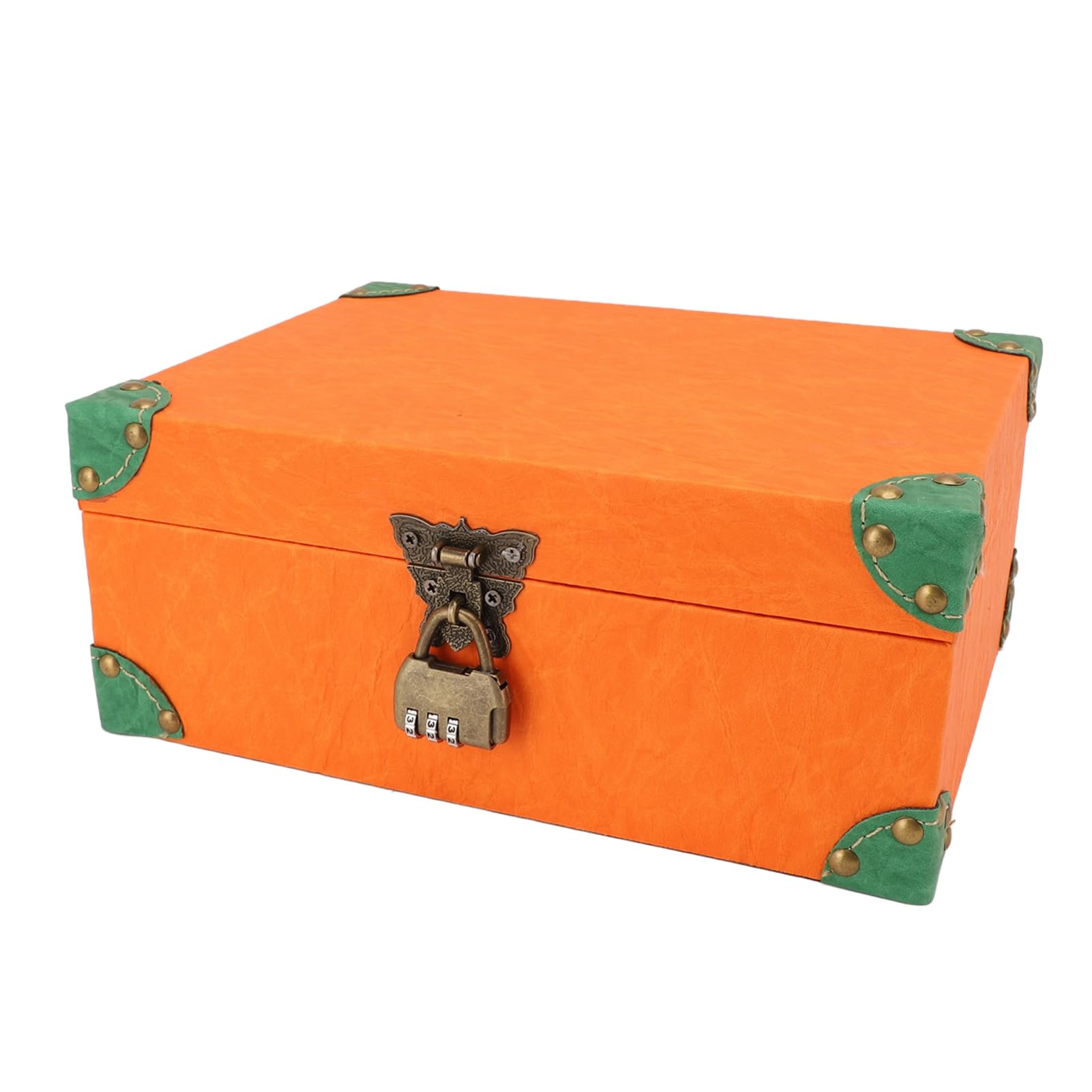 Ejoyous Cofre del Tesoro Caja de Almacenamiento de Recuerdos de Joyas de Cuero de Madera 27 X 20,5 X 11 Cm Caja Cuadrada Hecha a Mano con Cerradura para Dormitorio Sala de Estar Oficina Estudio