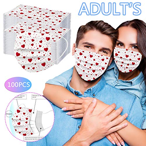 mzDkc0d 10-100PC Erwachsene Mundschutz Multifunktionstuch, Liebhabermuster Einweg 3-lagig Karikatur Einwegmaske mit… – Bild 3