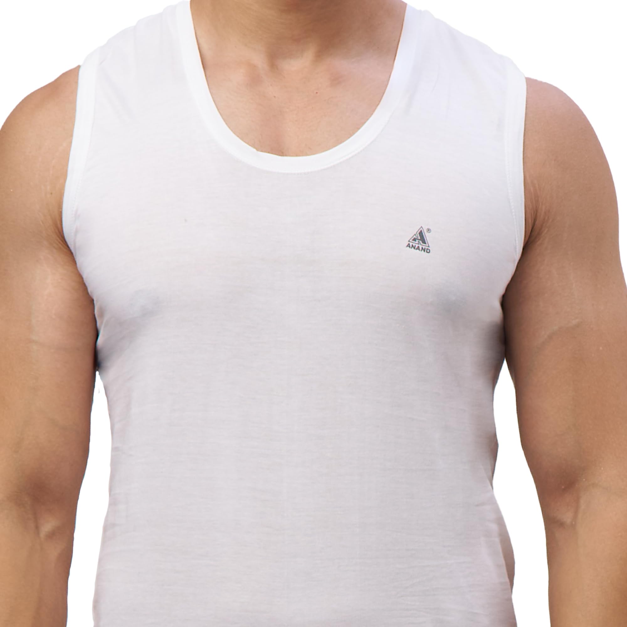 anand Frusie Snow Broad White Sleeveless Vest – Wide Shoulder Cotton Banian, Summer | White-picture-15