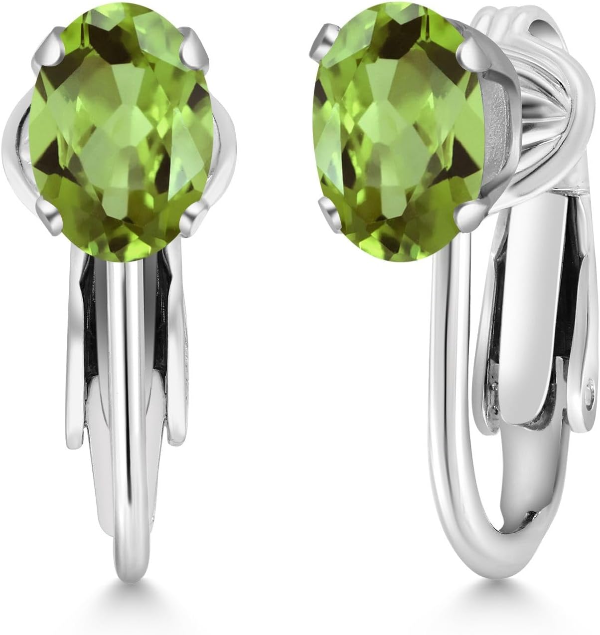 Gem Stone King Clip-On Earrings for Women | Gemstone Birthstone Drop Earrings | 925 Sterling Silver | Oval 7X5MM | Gift For Women Mother Bridesmaids