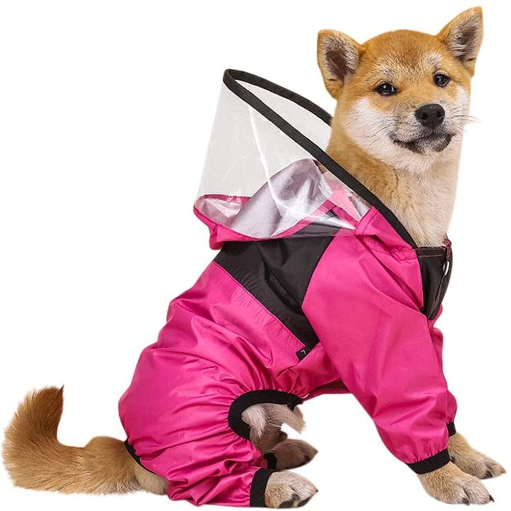 BTSEURY Dog Raincoat Hooded Poncho,Casual Light Pet Raincoat Reflective Dog Raincoat with Transparent Hat Large Dog Medium Dog