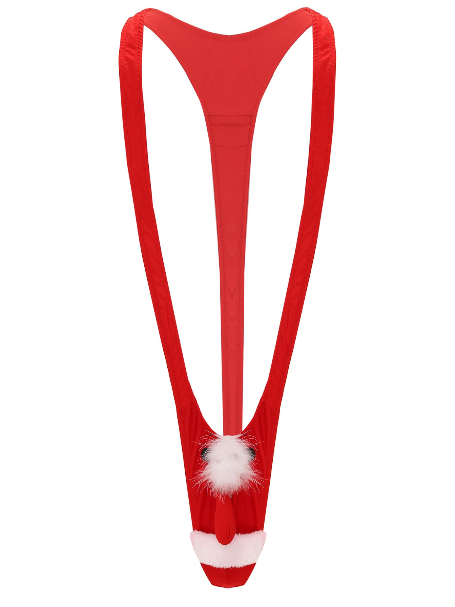 Freebily Mens One-Piece Christmas Mankini G-String Thong Novelty Costume Underwear for Stag Party Red Santa Face One Size