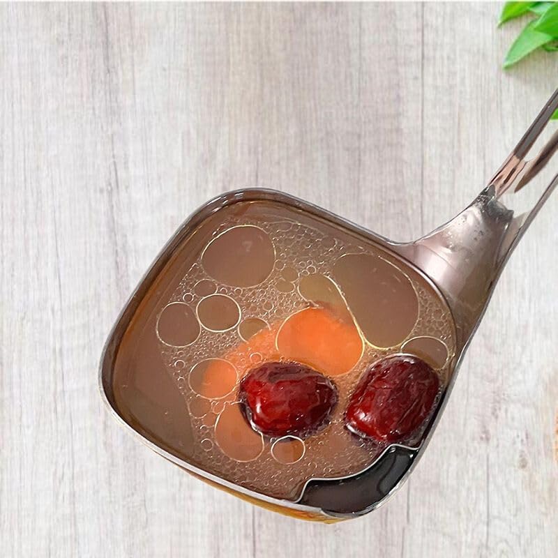 316不锈钢隔油勺家用盛汤勺子 Stainless Steel Long handled soup spoons，Spoons,Meal spoon 厨房滤油神器长柄油汤分离勺漏油勺 Household Cleaning，Kitchen Storage Essentials