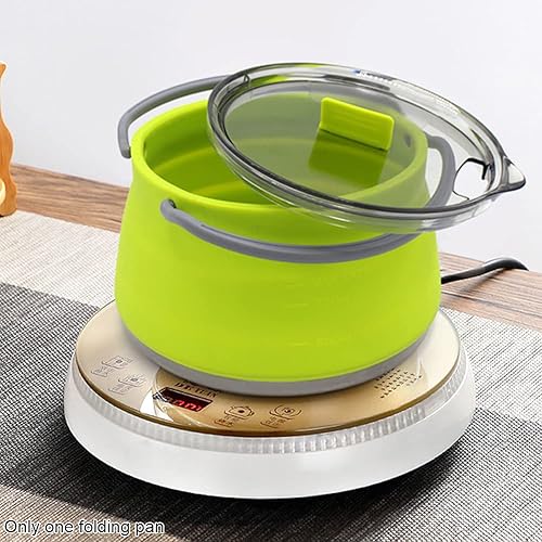 Miniatura 6 de Cacerola plegable, utensilios de cocina para campamento, senderismo, silicona plegable, hervidor de agua con tapa, utensilios de cocina, viaje,