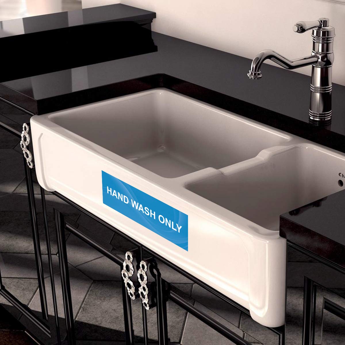 Wash Rinse Sanitize Sink Labels, Hand Wash Only Sign, 4 Pack 3