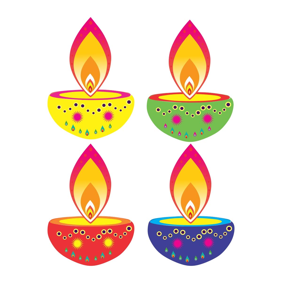 Sticker Studio PVC Vinyl Deepak Design Beautiful Diya Rangoli Side Border Floor Decorative Sticker for Home Decoration, Size: 58Cm X 45 Cm, Multicolour