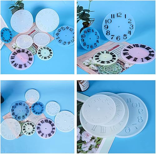 Miniatura 6 de Moldes de resina para reloj redondo, gran número árabe romano, molde de reloj de pared, molde de reloj epoxi de silicona, gel de cristal, goteo para