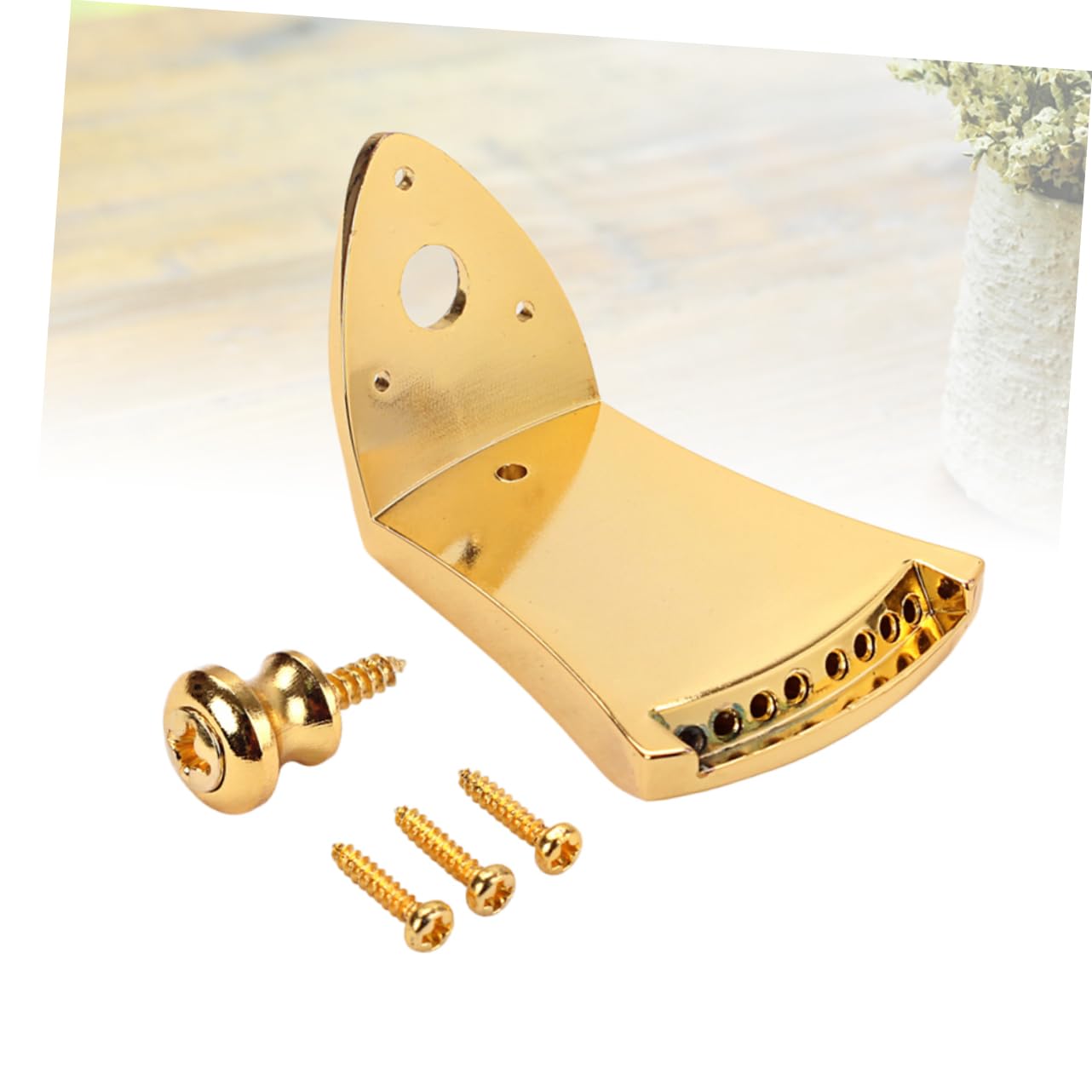 BESPORTBLE 8 String 8 String Guy Board Mandolin Part Replacement Guitar Maker Guitar Tailpiece with Screws Triangle Plated Tailpiece 8-string Mandolin Tailpiece Golden