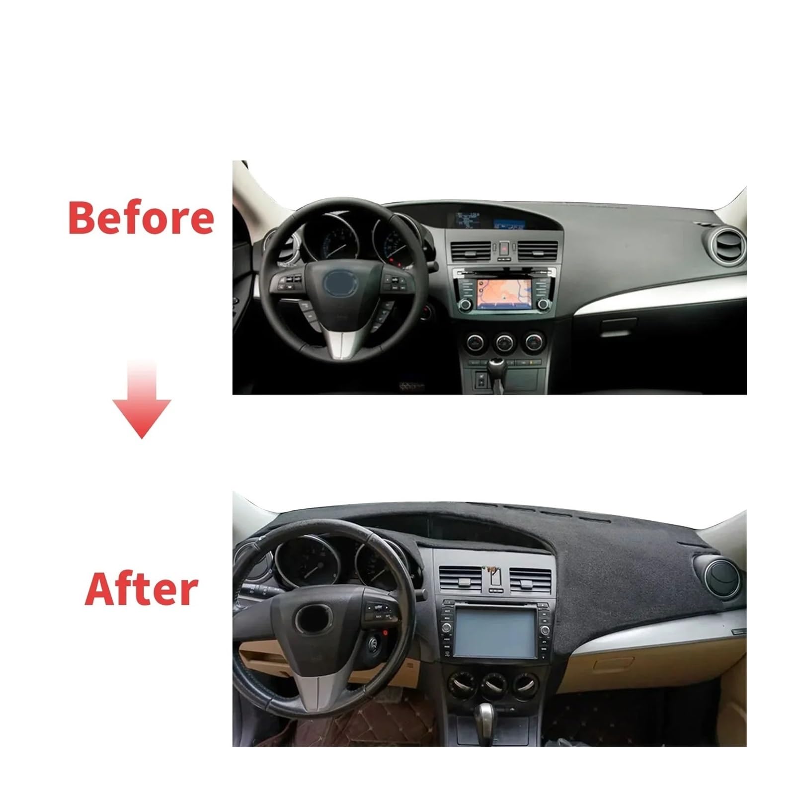Salpicadero Coche Protector Para Mazda 3 Para Axela BL 2009 2010 2011 2012 2013 Dashmat Parasol Almohadilla Cubierta Tablero Alfombra Protectora Accesorios Coche(BLACK Leather,For Right)