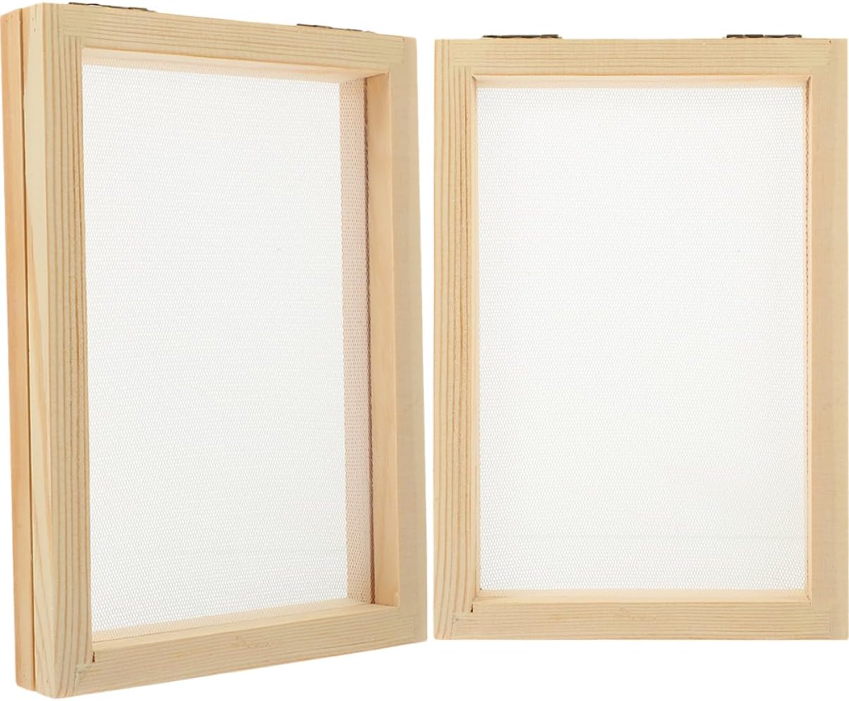 FUNOMOCYA 2 Pcs Wooden Mould and Deckle Paper Making Frame Making Screen for Craft Projects and Handmade Paper Production