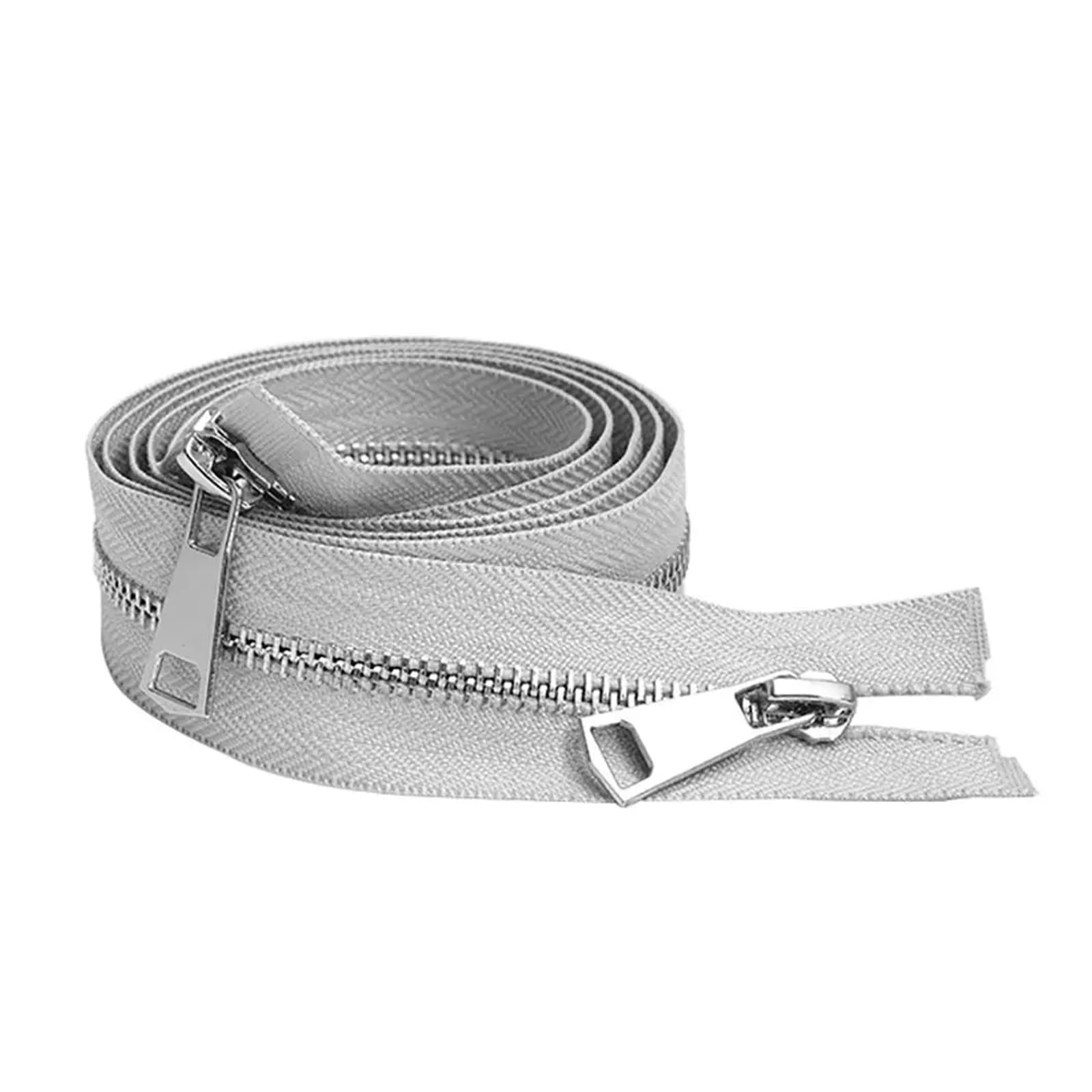 Zip 30/40/50/60/70/80cm 5# Colorful Open-end Double Sliders Silver Metal Zipper DIY Handcraft for Cloth Pocket Garment Bag Clothes (Color : Gray, Size : 60cm)