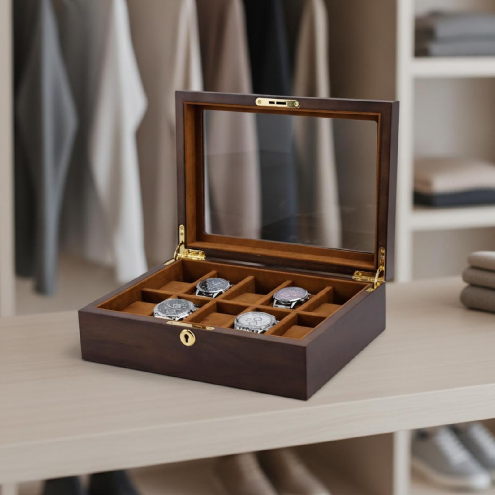 Estuche para Relojes Protector, 28,5 × 21,5 × 9 Cm 10 Relojes