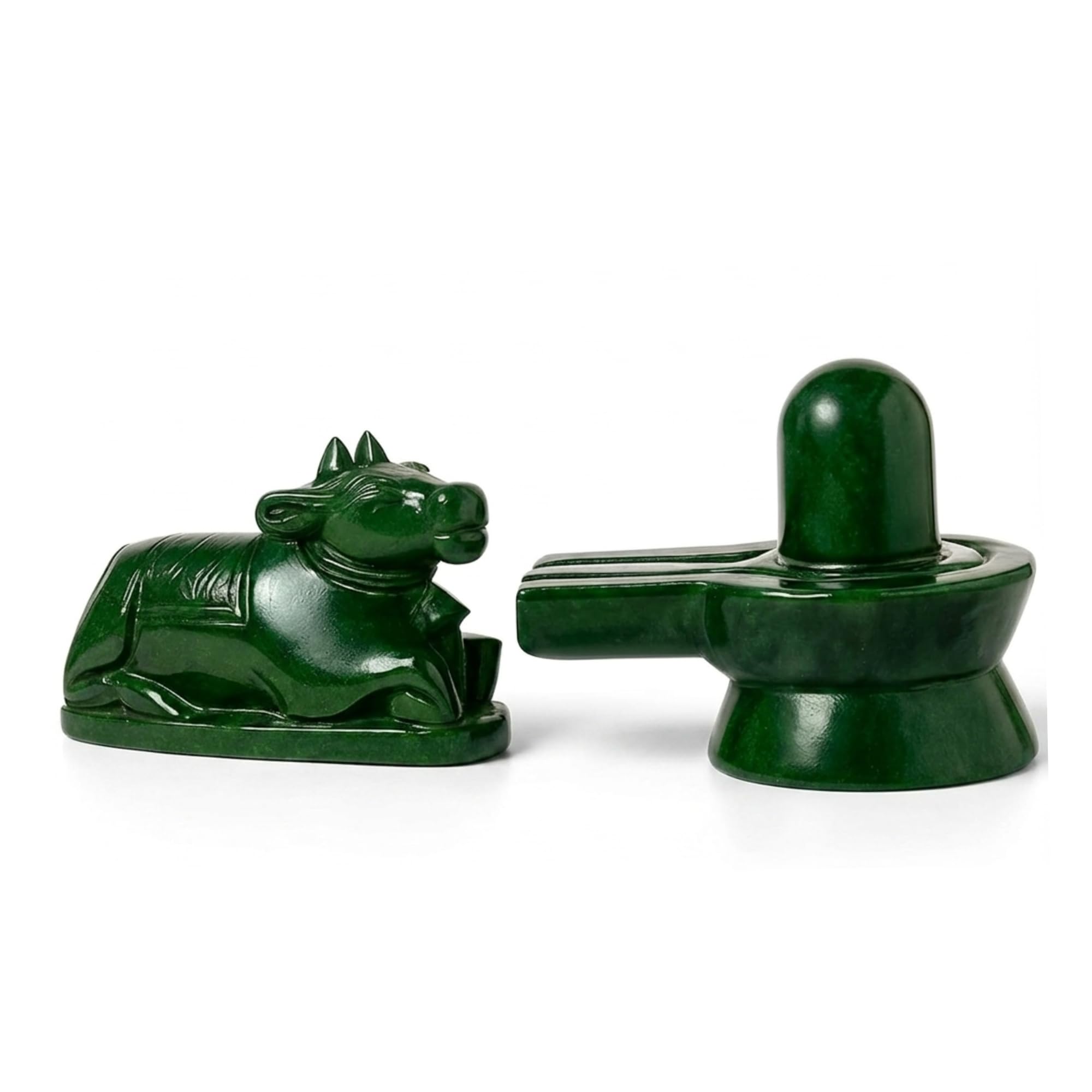 Margaj Maragatham Shivling with Nandi | Natural Green Jade Shiva Lingam for Puja, Abhishek & Vastu | Handcrafted Stone Shivling Idol for Home Temple Mandir Decor-image-18