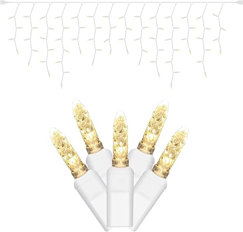 Miniatura 1 de Vickerman Juego de conexión de extremo de carámbano M5 de alambre blanco cálido LED de 70 luces con 9 pies de longitud