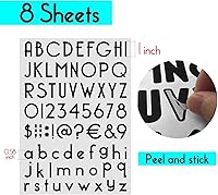 Vista 3 de 584 piezas 8 hojas Kit de letras y números de vinilo autoadhesivo de 1 pulgada, calcomanía moderna de números de buzón para buzón, letreros