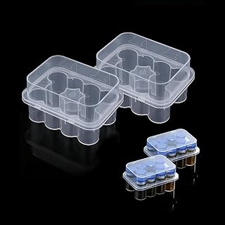 2pcs Peptide Case for Fridge, 3mL Vial Holder for Refrigerator, 10 Slots Each (20 Total), Fits Up to 16mmØ x 38mmH, Click-Closure Stackable Organizer for Insulin/Peptides/GLP-1, Semi-Transparent