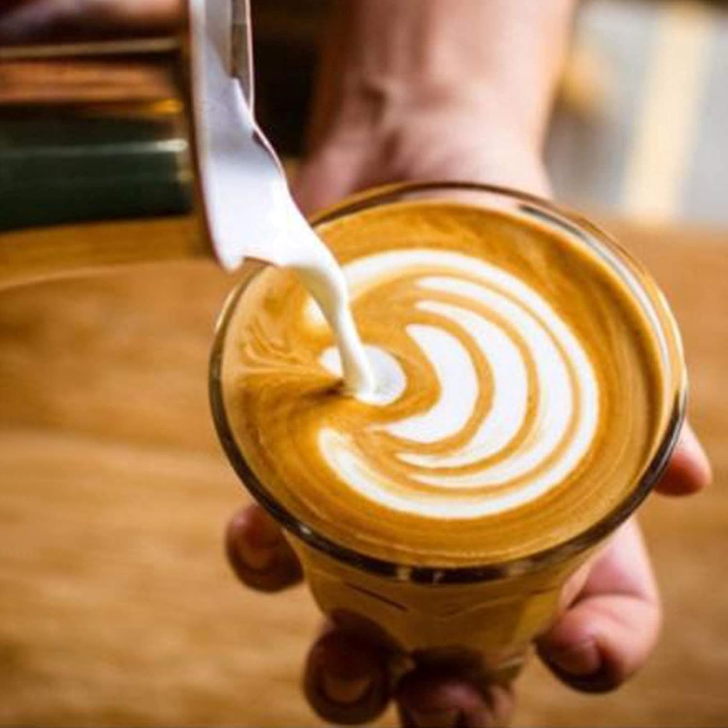 Easyworkz Jarra humeante de café de acero inoxidable, jarra de leche, 350ml taza de arte de capuchino Latte