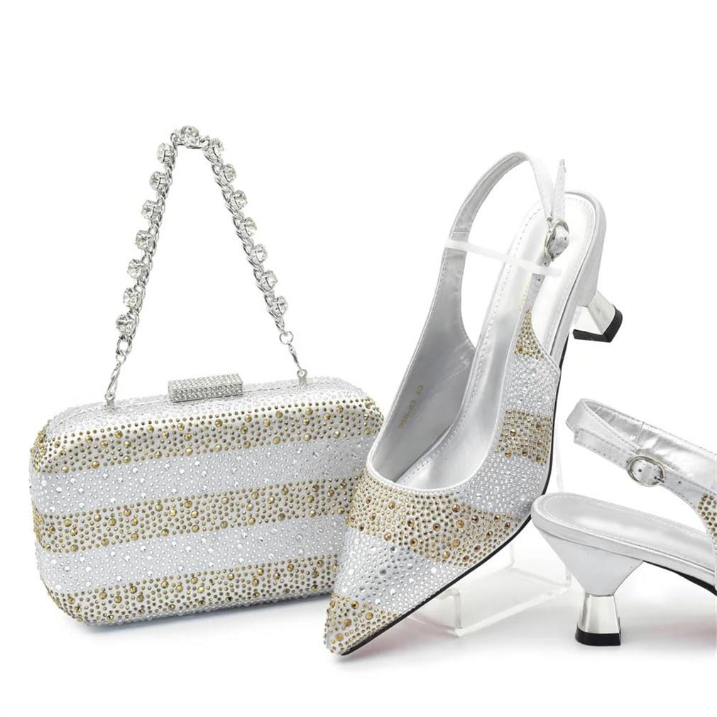 Set di scarpe e borse di design italiano, scarpe e borse per donne, pompe per matrimoni e feste nuziali