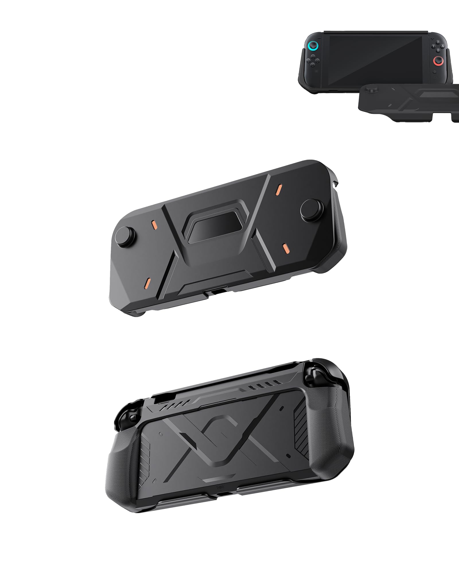 Cover per Nintendo Switch 2, custodia morbida in TPU e guscio rigido in PC per Switch2 con stile Mecha, protezione completa e design integrato, colore nero