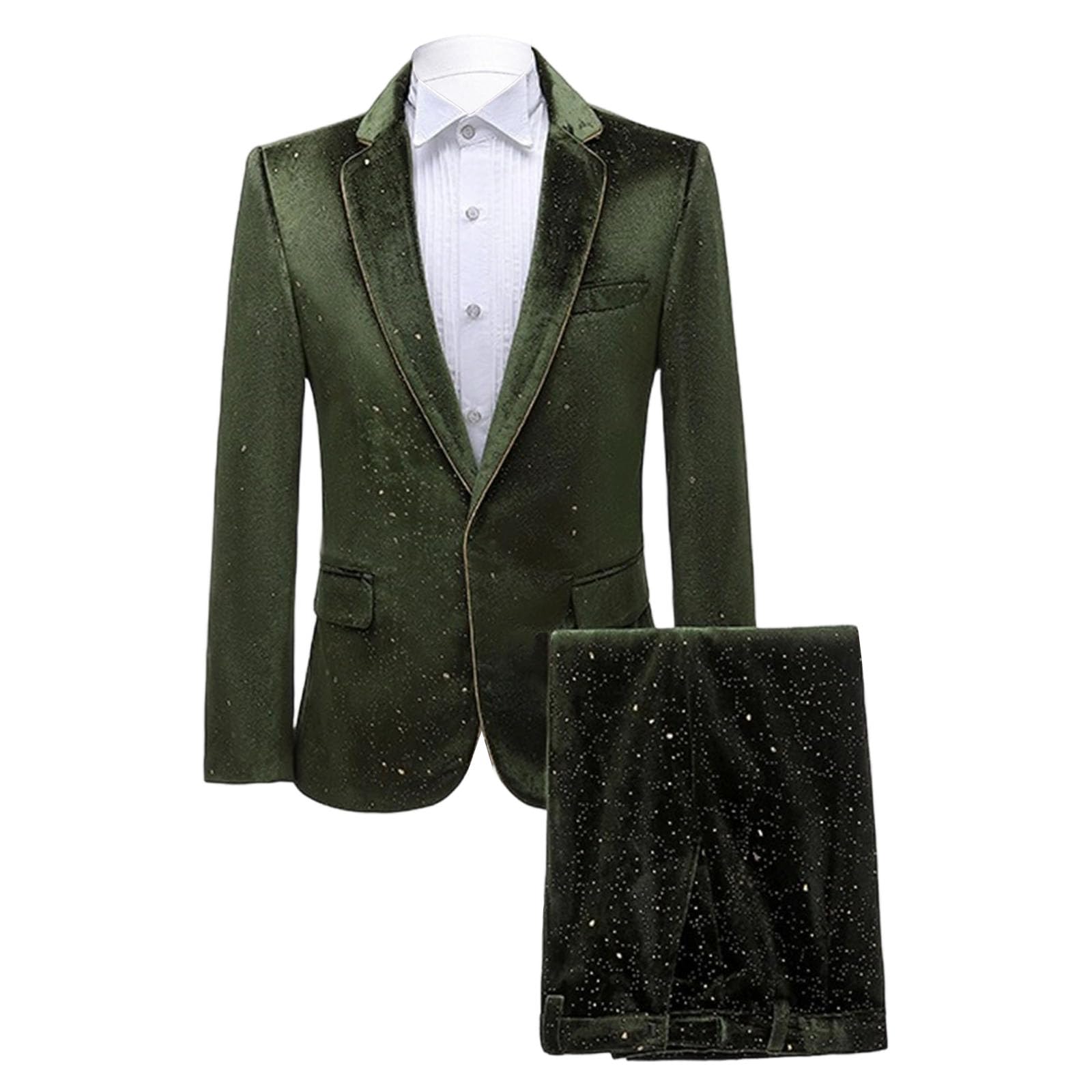 Completo da Uomo in Velluto Slim Fit, 2 Pezzi, Smoking in Velluto, Giacca e Pantaloni da Sera di Lusso
