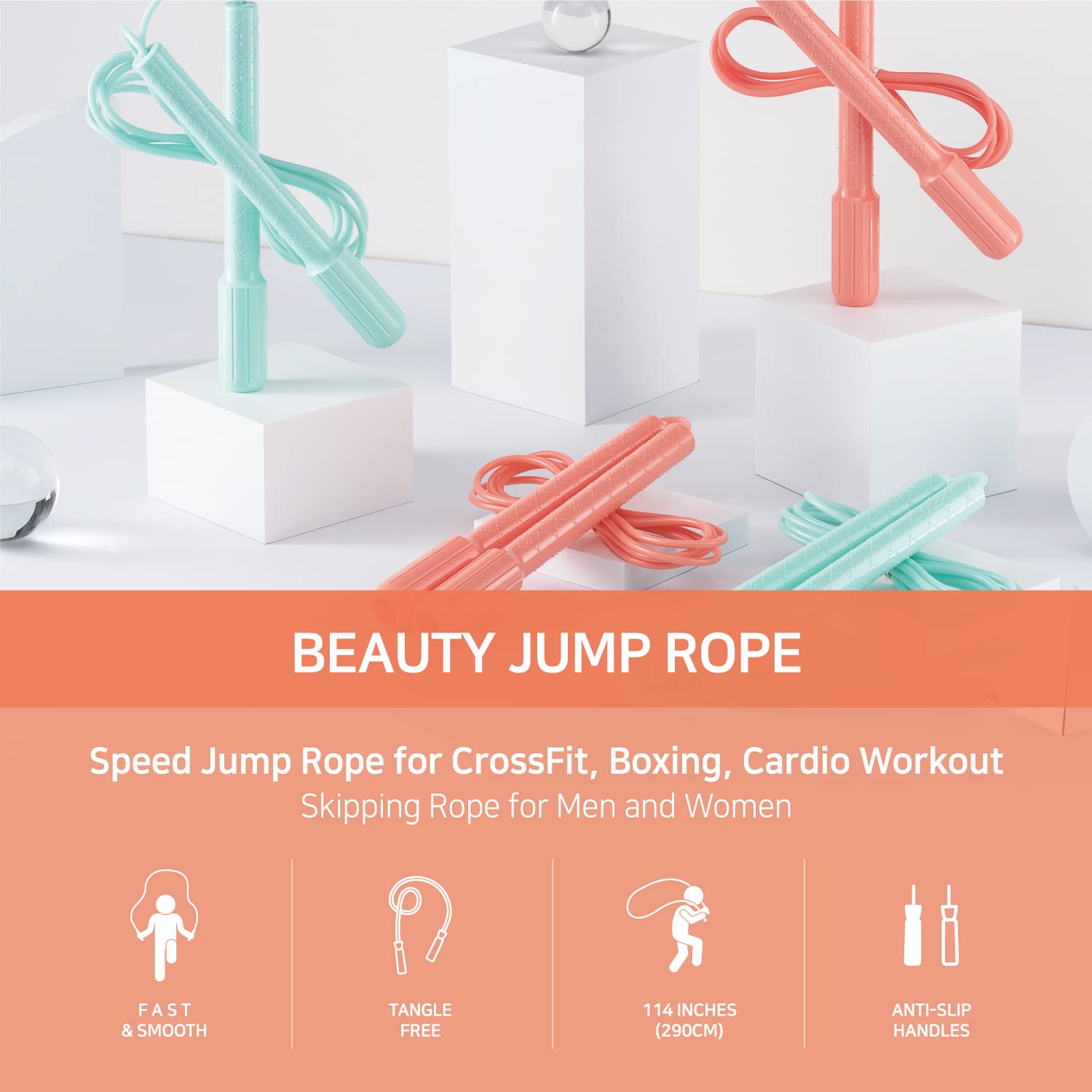 Cuerda de saltar para hombres y mujeres – Cuerda de saltar para ejercicio de velocidad para entrenamiento de fitness para todas las edades y géneros – Cable ligero y ajustable, ideal para cardio