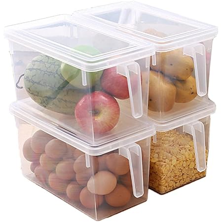 Amazon Minedecor プラスチック 長方形 持ち手つき 蓋つき 食品収納 収納ケース キッチン用品 冷蔵庫適用 4個セット 保存容器 キャニスター オンライン通販 Amazon Minedecor プラスチック 長方形 持ち手つき 蓋つき 食品収納 収納ケース キッチン用品 冷蔵庫適用 4個セット 保存容器 キャニスター オンライン通販