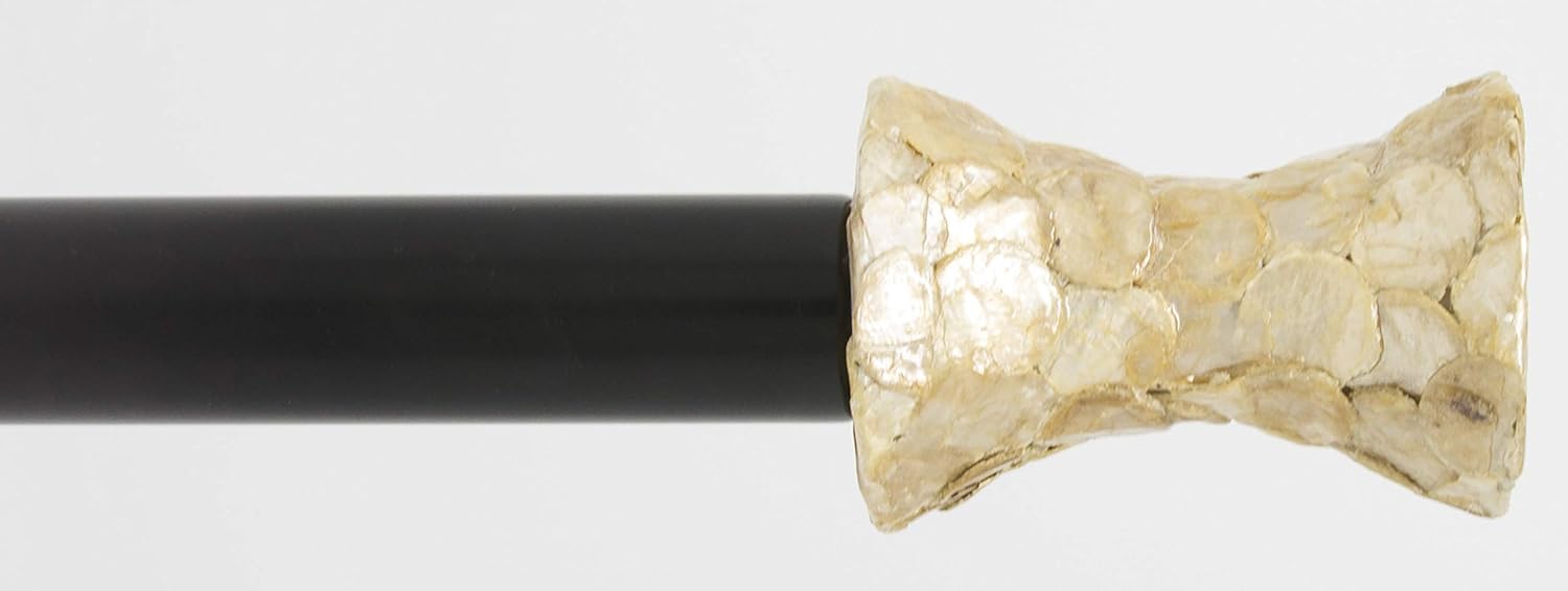 Urbanest Capiz Shell Hourglass Curtain Drapery Rod, 1-inch Diameter, Black, 48-inch to 84-inch