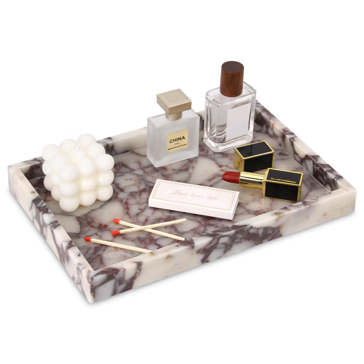 Plateau en marbre anti-taches pour ranger vos parfums et bijoux