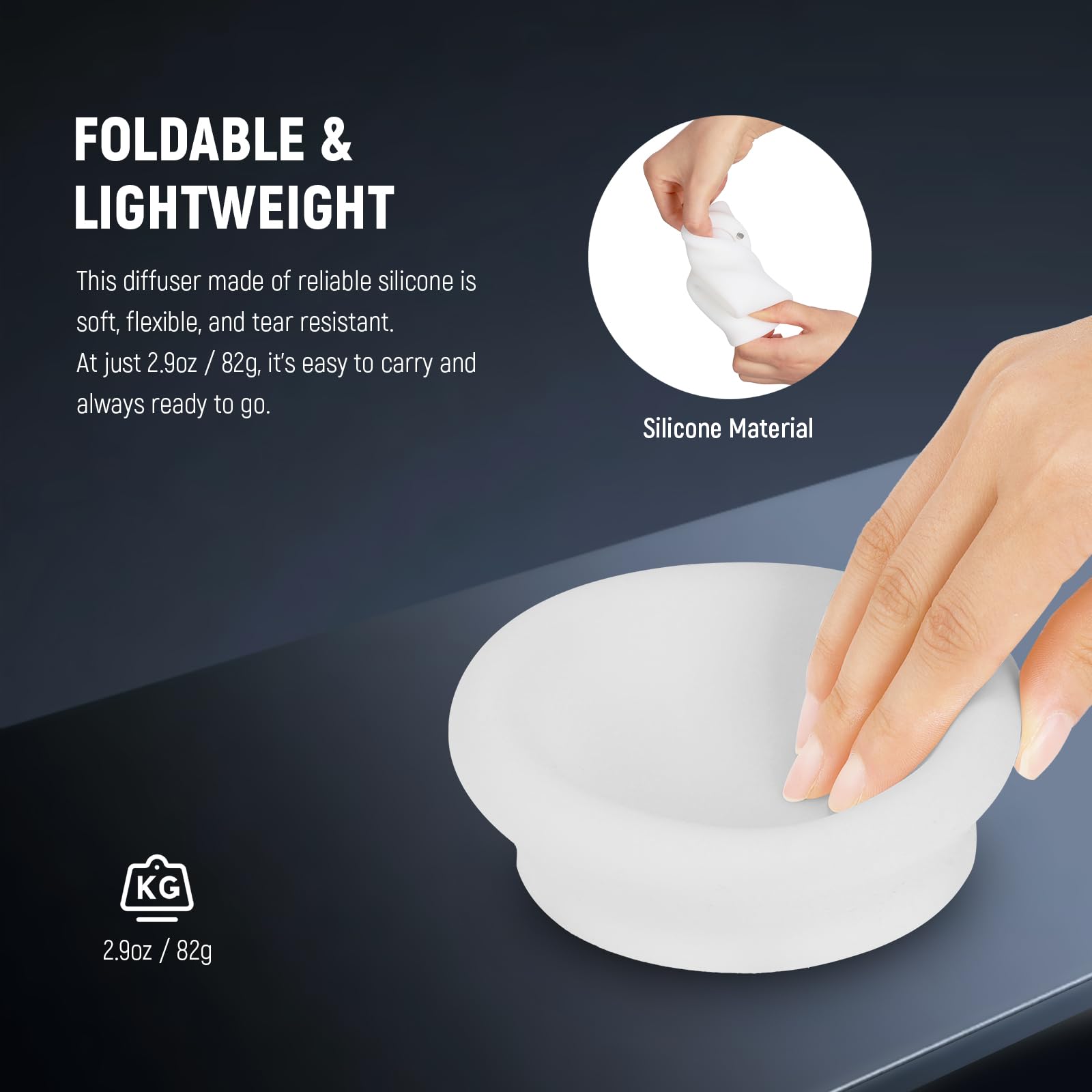 NEEWER Silikonowy dyfuzor błyskowy z dwoma magnetycznymi pierścieniami adapterowymi, modyfikator światła Softbox do NEEWER NW620 NW700 NW760 Z880 Z760 Głowica kwadratowa i Z1 Z2 okrągła głowica