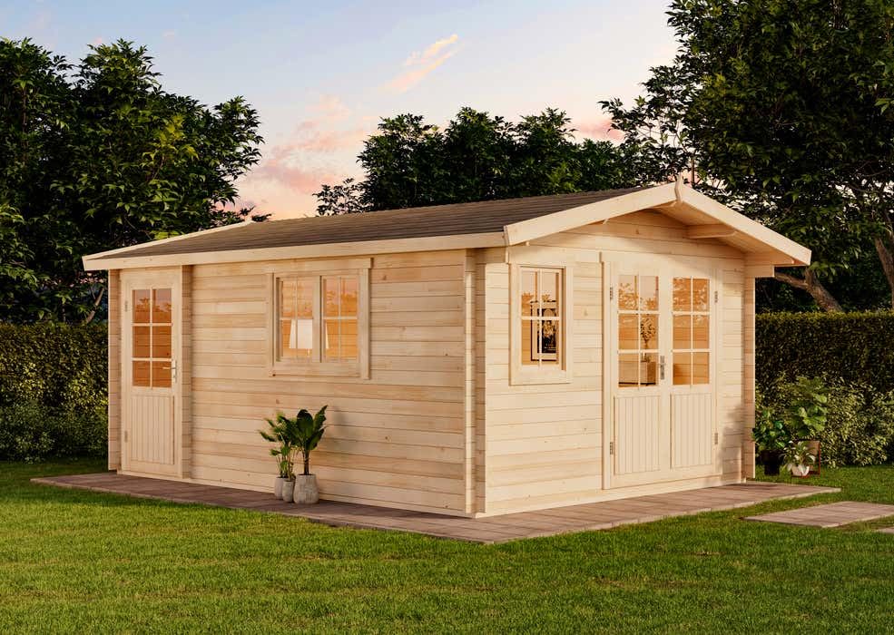 Alpholz Gartenhaus Jennifer-28 aus Massiv-Holz, Gerätehaus mit 28 mm Wandstärke, Garten Holzhaus inklusive Montagematerial, Geräteschuppen Größe: 380 x 500 cm, Satteldach