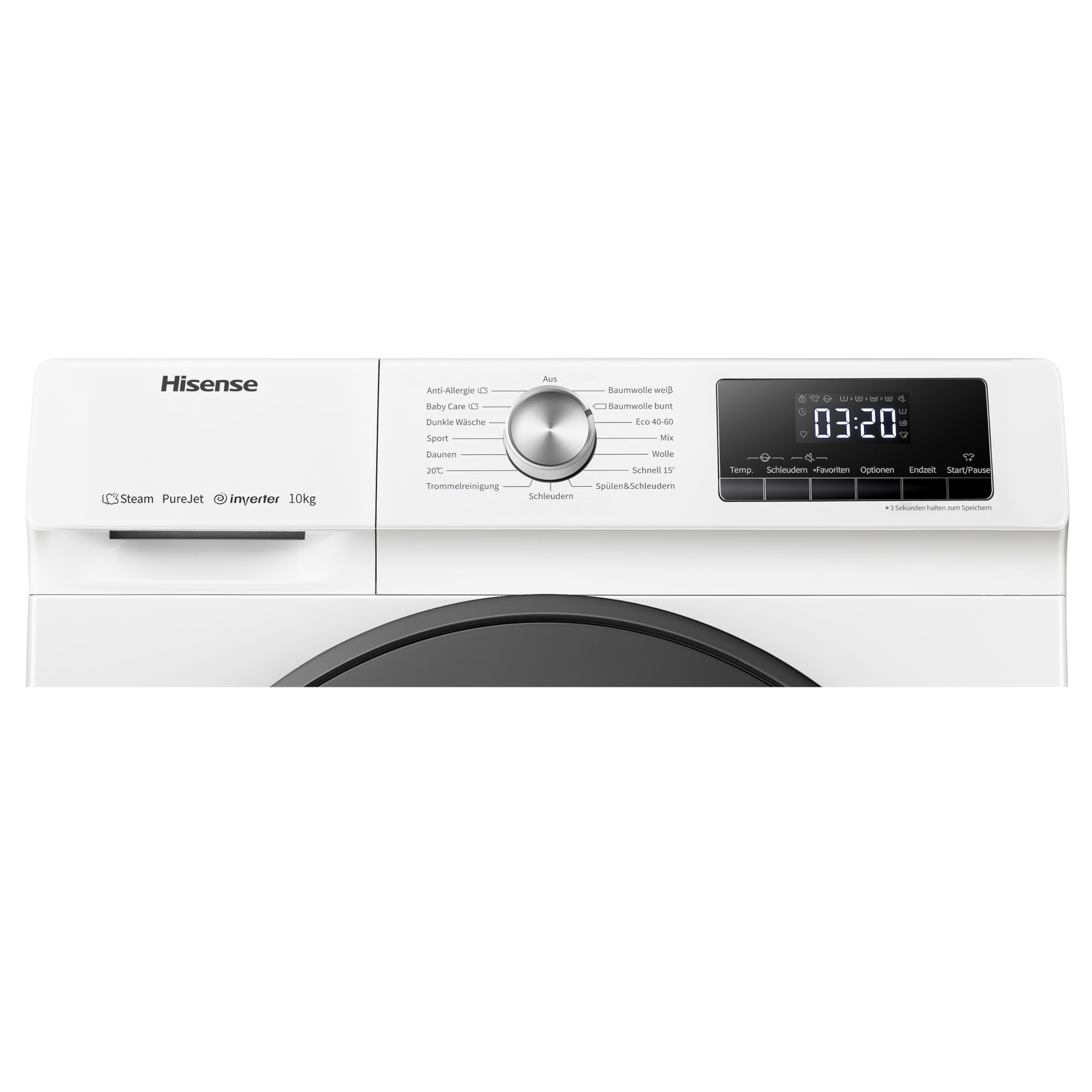 Hisense WFQA1014EVJM Waschmaschine mit Dampffunktion/10 kg/AquaStop /1400 U/min /15 Programme/Inverter PowerDrive Motor/Edelstahltrommel/Kindersicherung/Trommelreinigung/Weiß