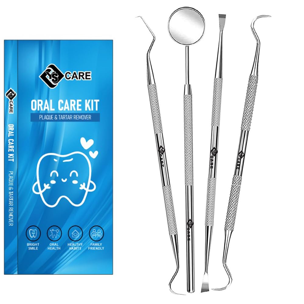 Dental Care Set Plaque Remover Teeth Whitening Oral Care Dental Hygiene Kit including Mouth mirror Dentist Tools 4p Set