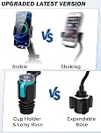 JOYTUTUS Porte-cups Support de téléphone pour voiture, Cellulaire de voiture Grand adaptateur long bras avec 360° Rotation compatible iPhone, Samsung & Tous les téléphones intelligents