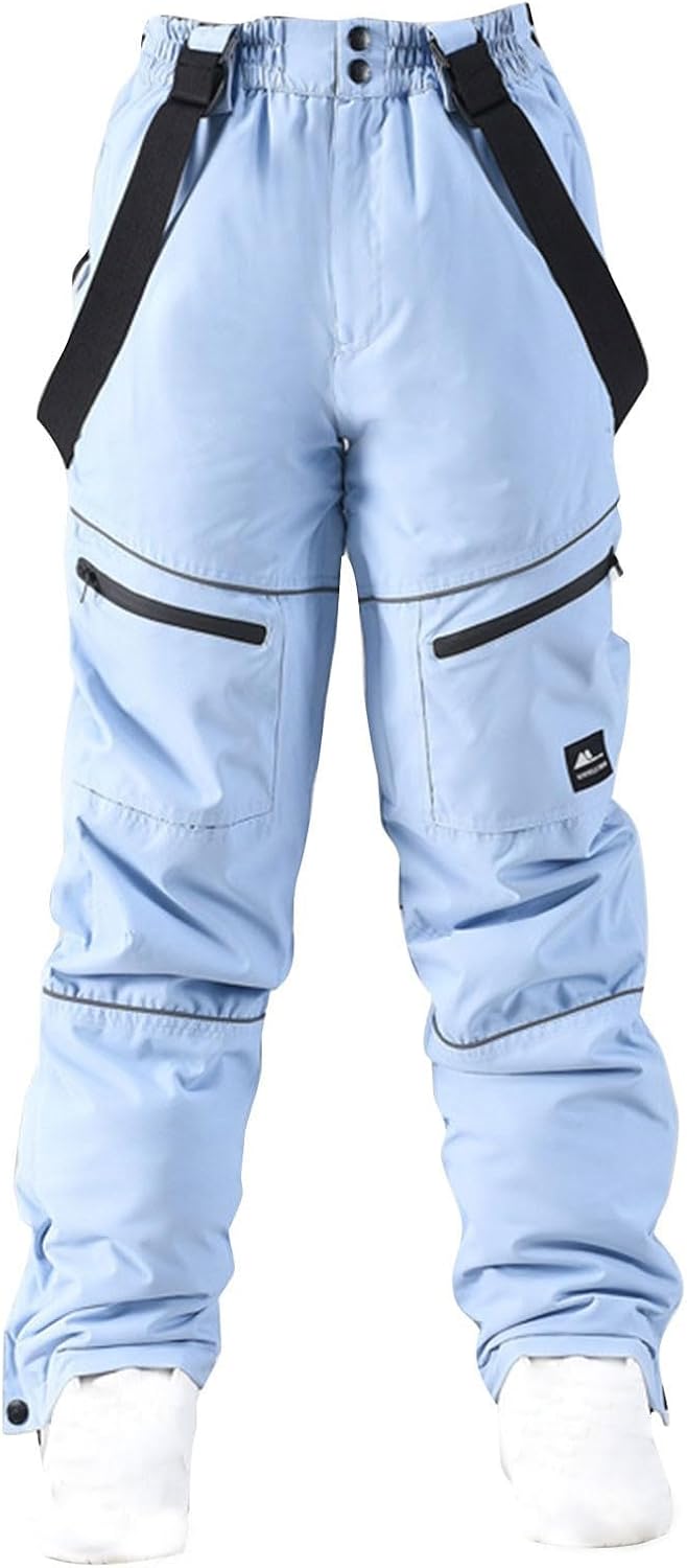 Womens Ski Snow Bibs Pants Denim Winter Insulated Waterproof Windproof Overalls Outdoor Adjustable Snowboarding Pants