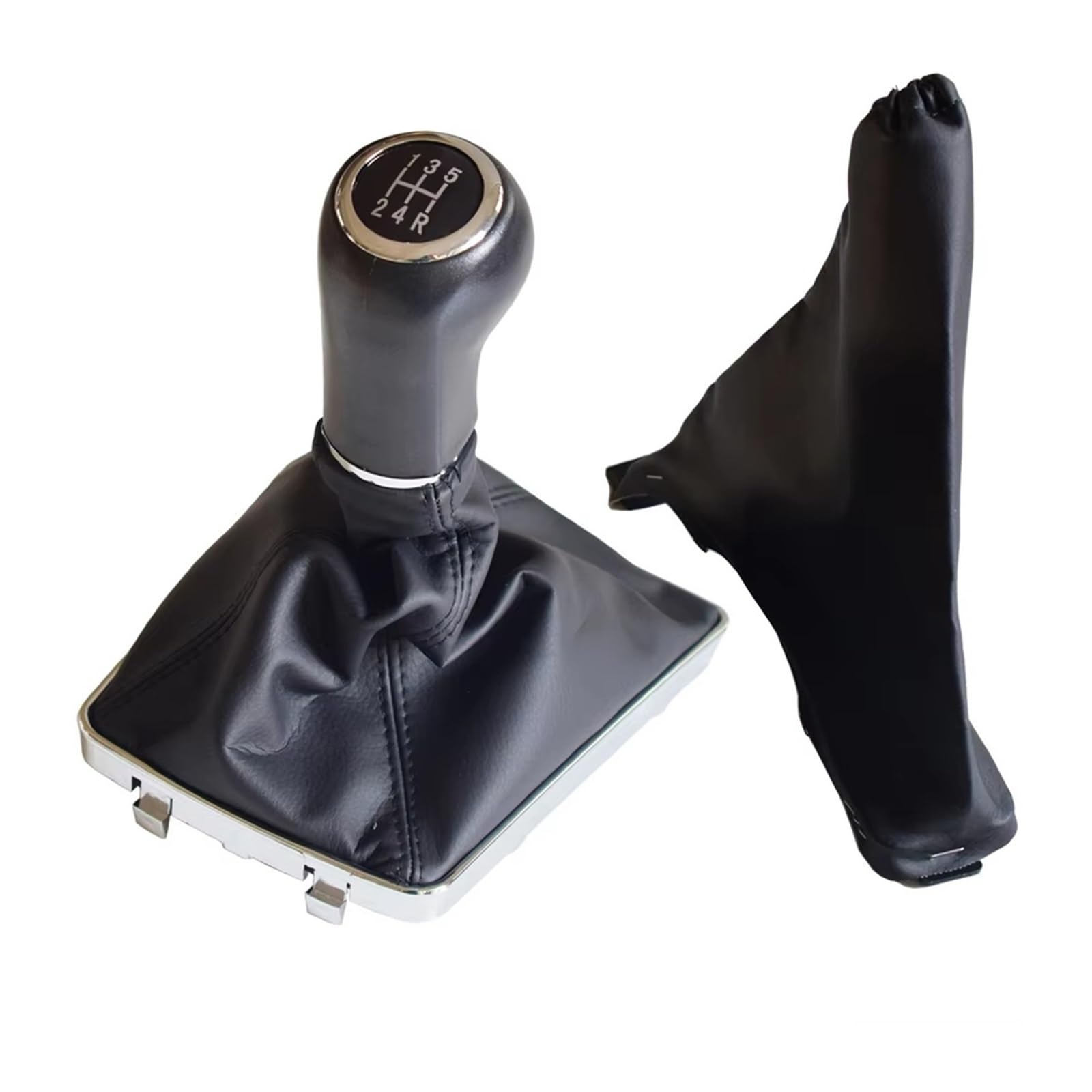 Qwqaab 5R-Black Manual Gear Knob Manual Gear Shift Knob Pu Gaiter Boot 5/6 Speed For Vauxhall For Opel For Astra Iii H 1.6 2004-2010(5R-Black)