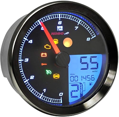 KOSO Calibre HD-04 (tazas de montaje de stock de 3-38 pulgadas) (negro) compatible con Harley XL1200C 14-19