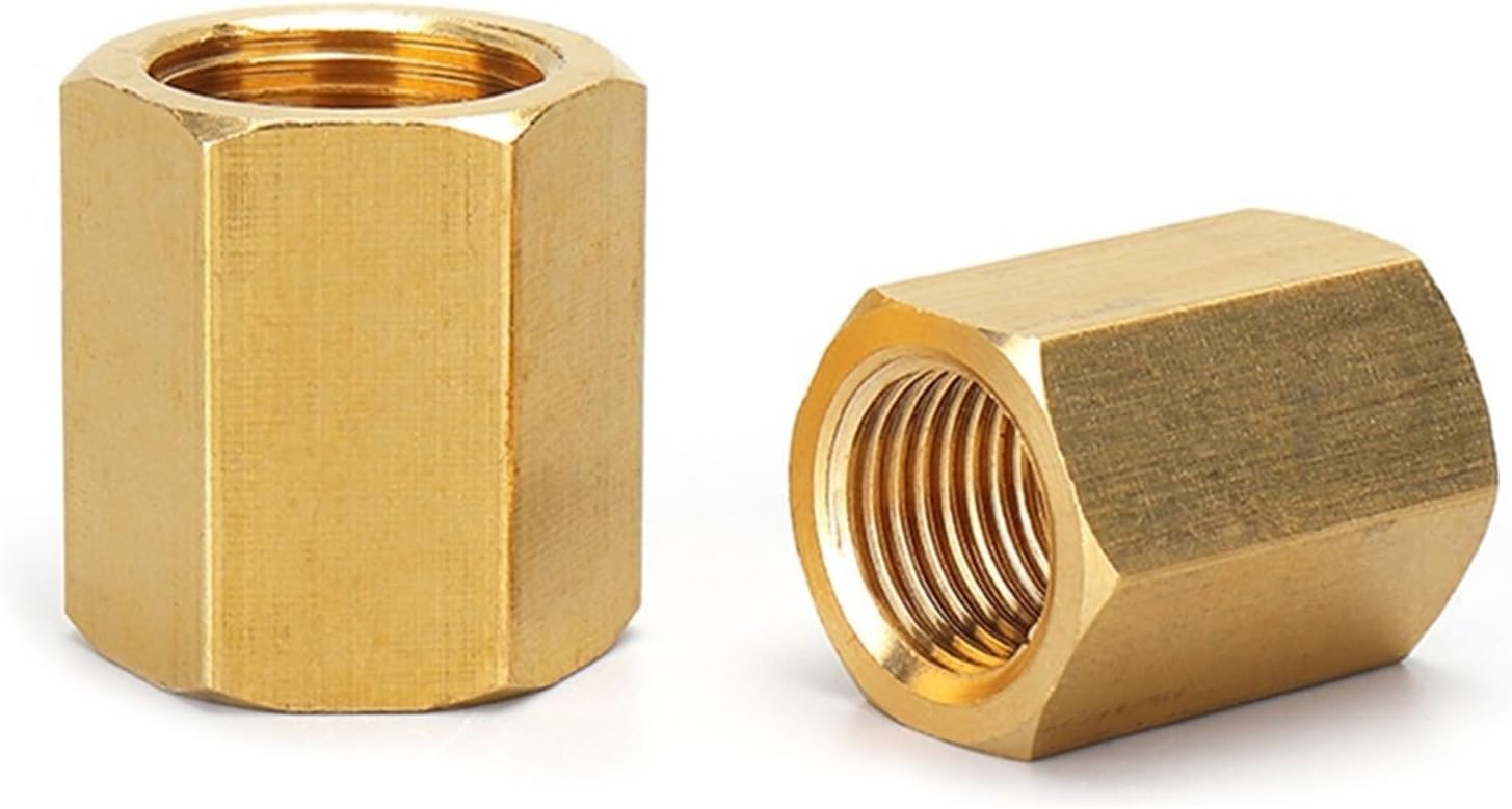Brass Pipe Fitting Copper Hose Hex Coupling Coupler Fast Connetor Female Thread 1/8"" 1/4"" 3/8"" 1/2"" 3/4"" BSP For Water Fuel Gas (Color : 01)
