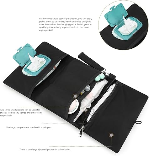 Miniatura 8 de MOMIGO Bolsa organizadora de pañales para bebé, impermeable, mini bolsa de pañales  2 piezasjuego de bolsas colgantes plegables reutilizables,