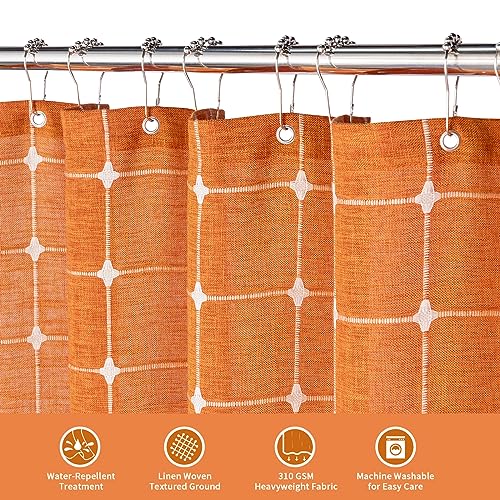 Classic Plaid Linen Tassel Shower Curtain - image 3