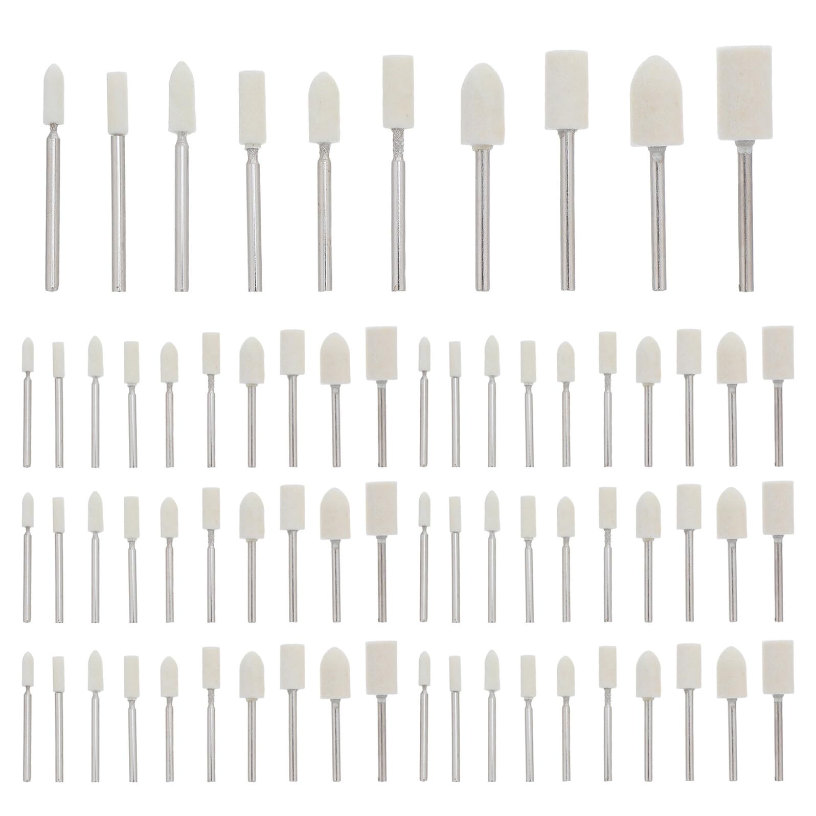 PLAFOPE 100 Piezas Unidades Almohadillas Pulido Fieltro Lana con Vástago para Herramientas Rotativas Ruedas Pulidoras Rápido Cambio Accesorios Lijado y Brillo para Joyería y Metal