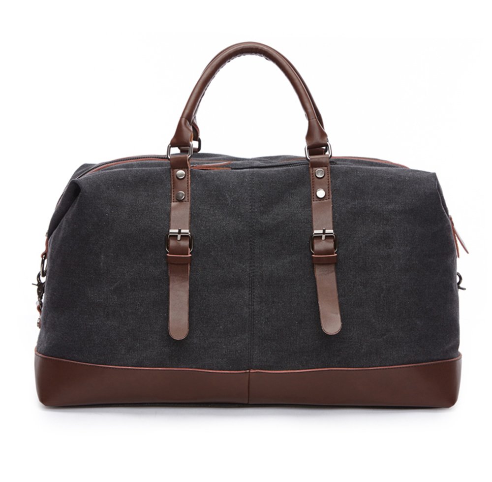 Canvas Leather Trim Travel Duffel Weekend Bag