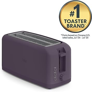 bella 4 Slice Slim Toaster, Fits-anywhereTM Kitchenware, 6 Setting Shade Control with Reheat & Cancel Buttons, Fits Sourdough, 10 Long Slot, Anti Jam & Auto Shutoff, 900 Watt, Plum