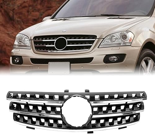 Rejilla Compatible para Mercedes Benz W164 ML Parrilla ML320 ML350 ML500 ML550 Parachoques Rejilla 2005 2006 2007 2008 (NEGRO)