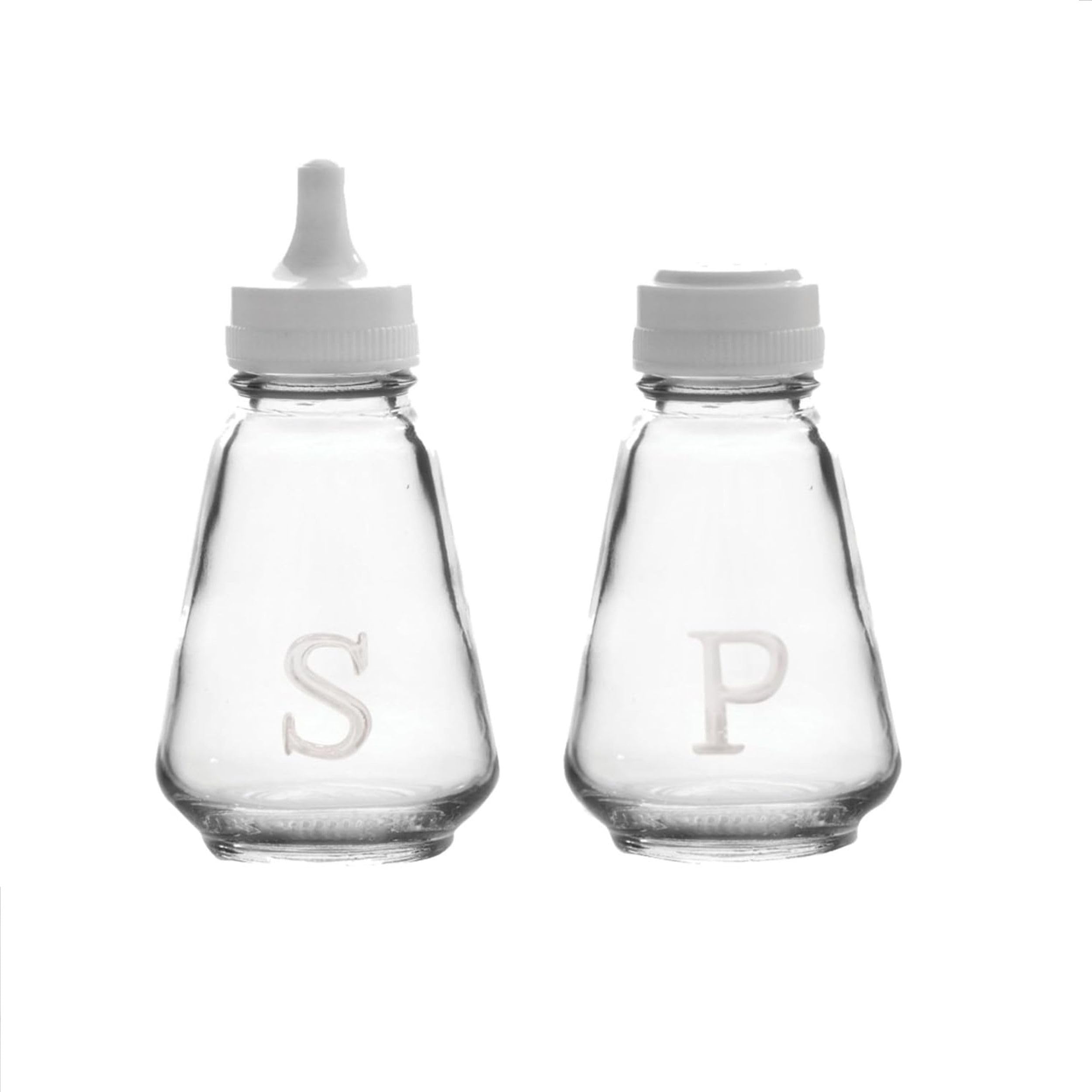 Shop4allsorts Transparent Set Of 2 Traditional Glass Salt & Pepper Shaker Pot Set Glass Table Condiment Serving Pot