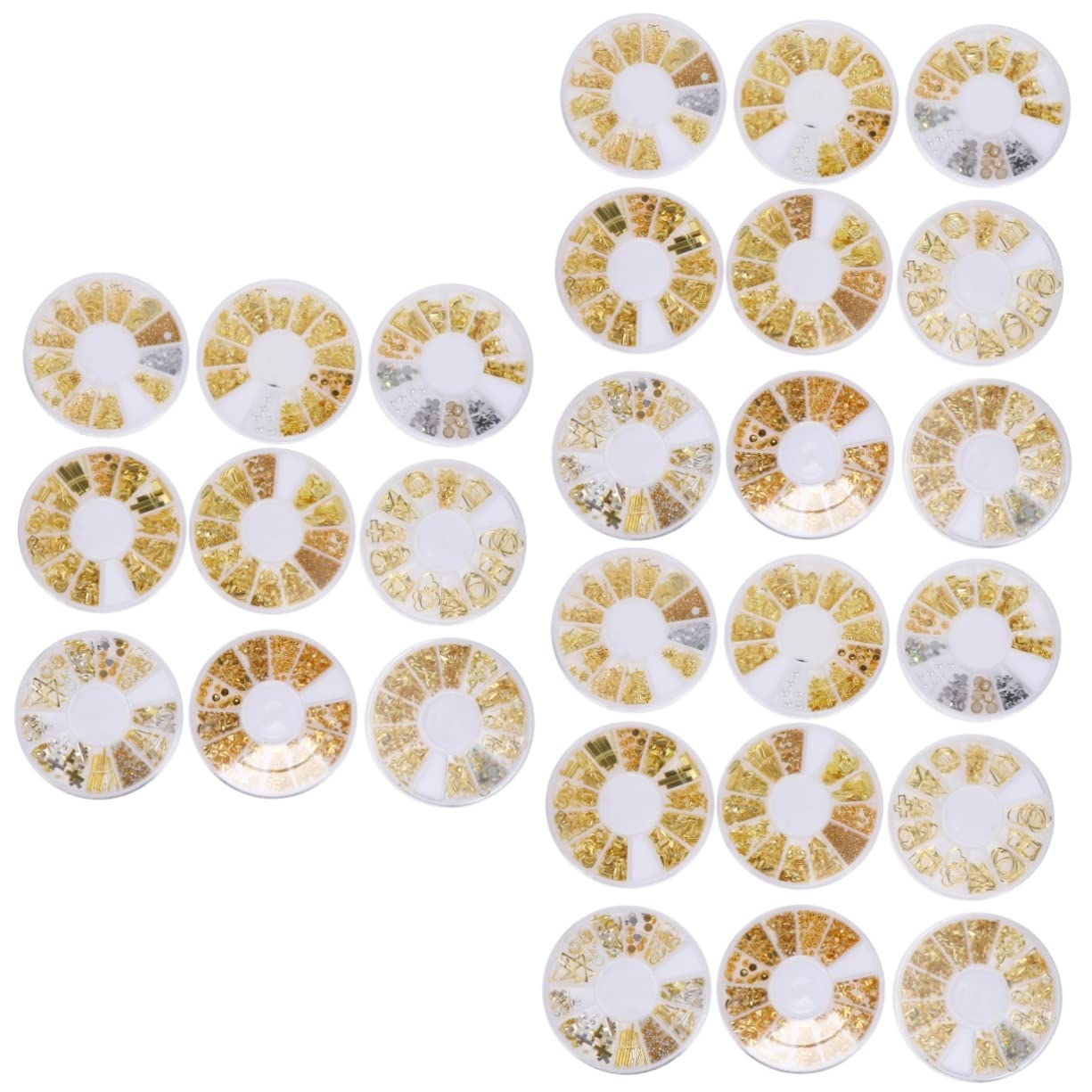 Healvian Boîtes De Rivets Dorés Pour Décoration Kit Accessoires De Manucure Avec Designs Uniques Pour Nail Art