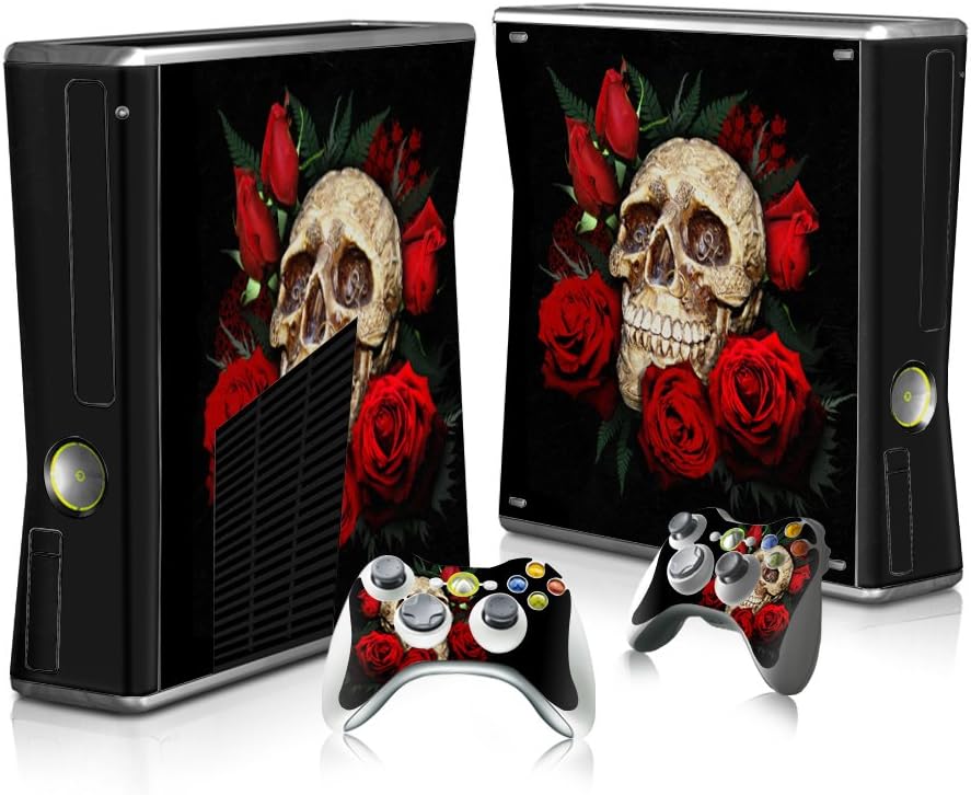 OOCEE Skull Skin Sticker for Xbox 360 Slim Console & 2 Controller Skins