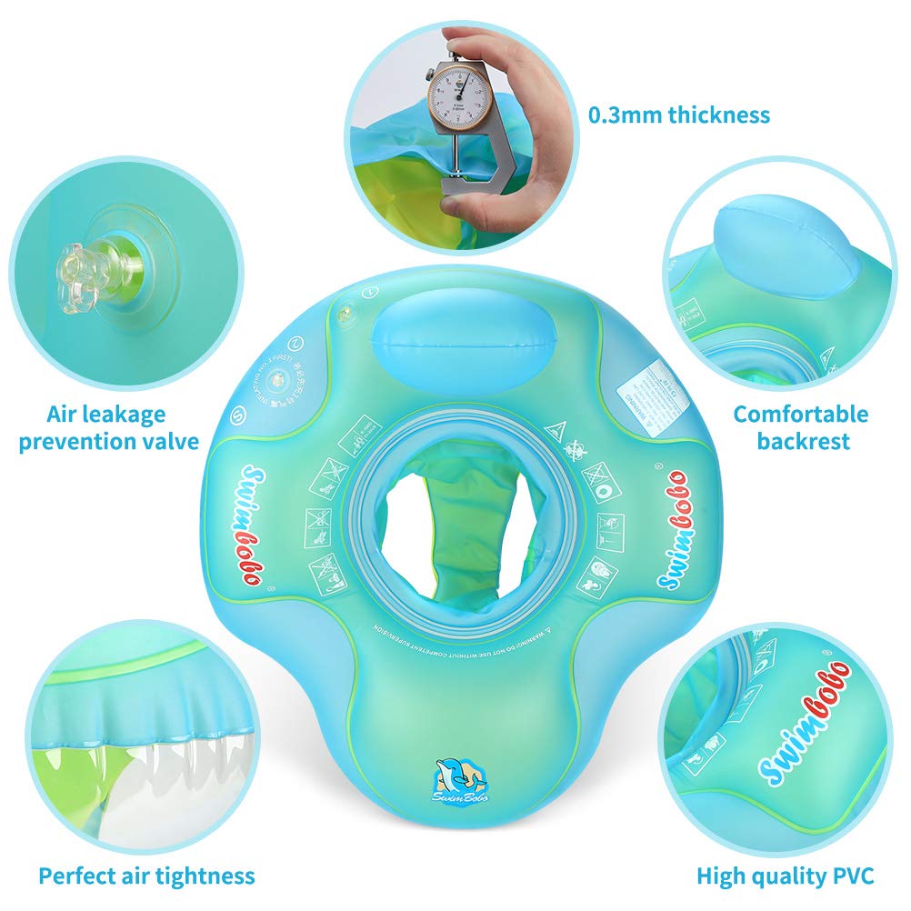 Swimbobo Baby Swimming Pool Float Inflatable Toddler Swim Pool Seat Floating Ring for Kids Aged 2-4 Years Old (Blue,Large)