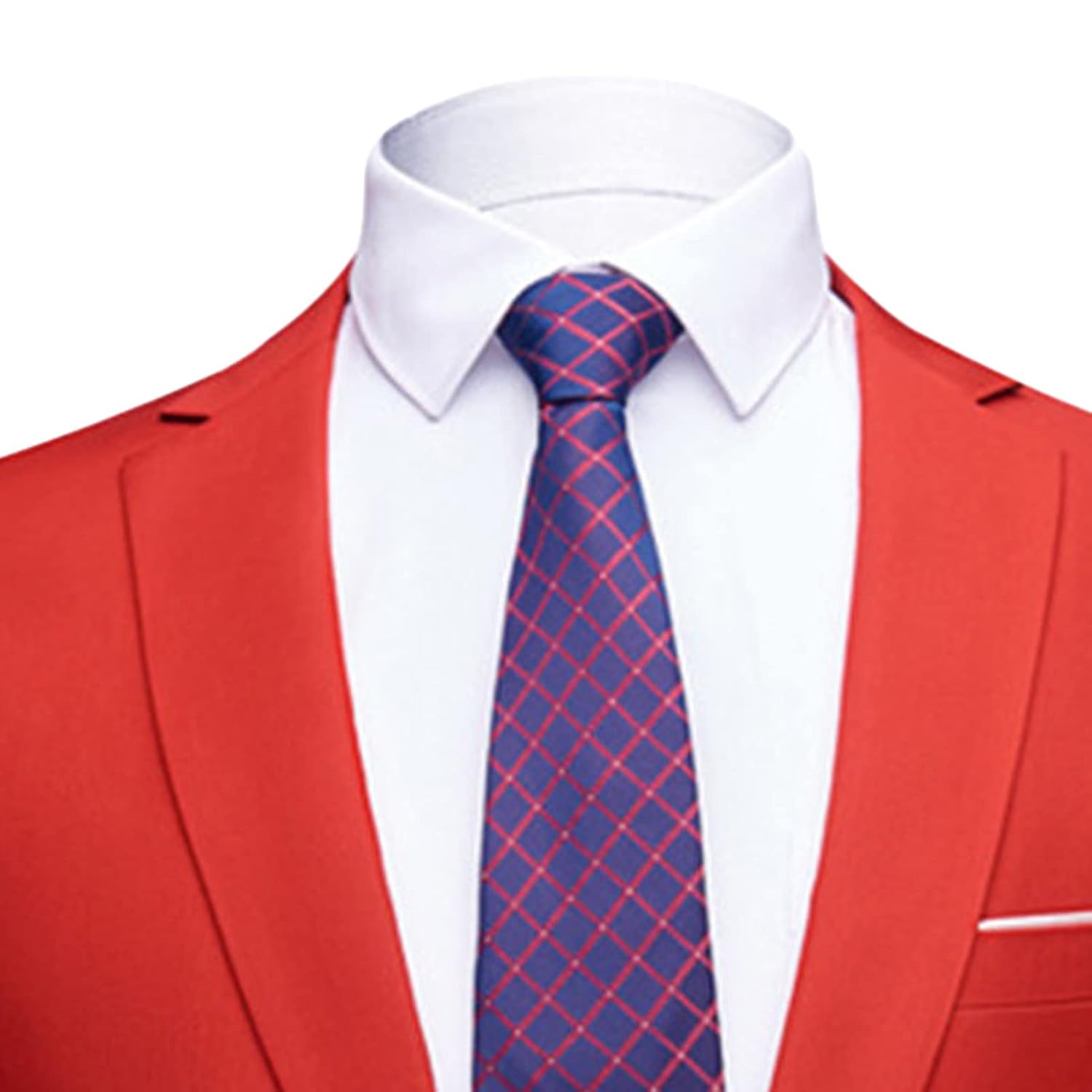 Maiyifu-GJ Men's One Button 2 Piece Suits Solid Formal Wedding Tux Blazer & Pants Casual Daily Party Dress Suit Jacket Set (Red,3X-Large)