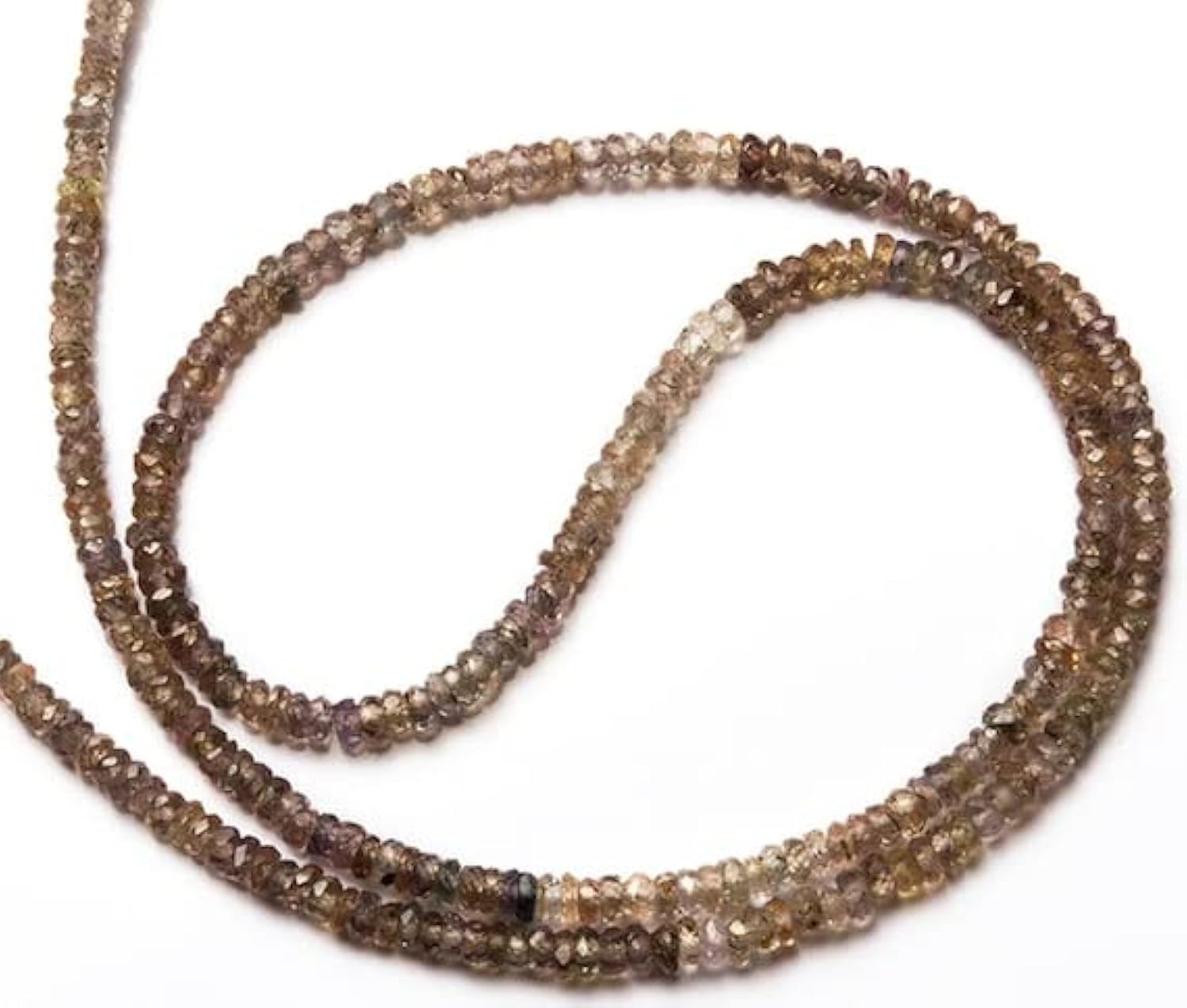 Saphir brun naturel 3mm en perles rondelles facettées de 43cm pour création de bijoux uniques